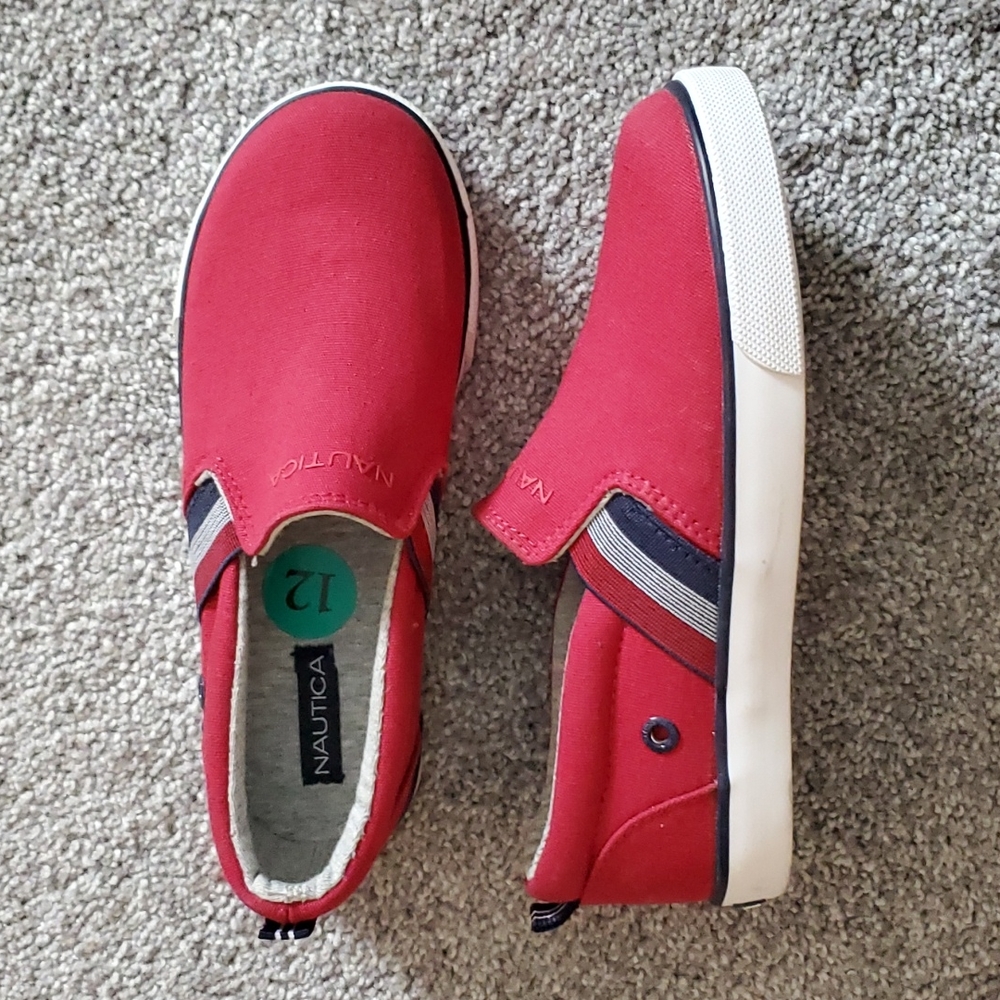 NAUTICA Red Canvas Slip On Shoes Boys 12